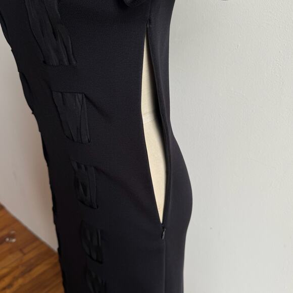 Vintage AKRIS for Bergdorf Goodman Silk Knit Knee Length Ribbon Dress - Picture 8 of 12